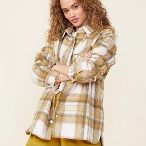 Monrow Multi Color Plaid Flannel Shacket Coat Jacket sz S